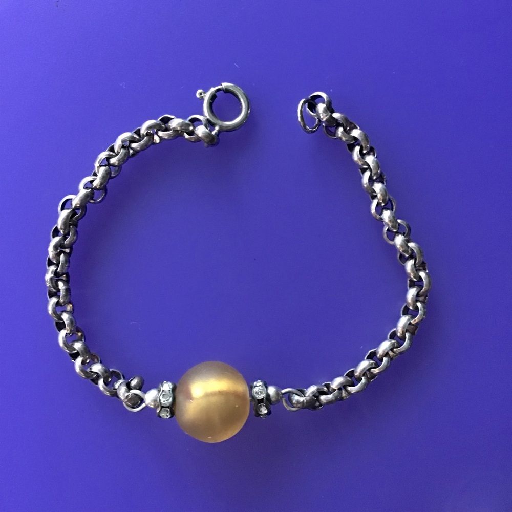 Sterling Silver and Gold Glass Bracelet